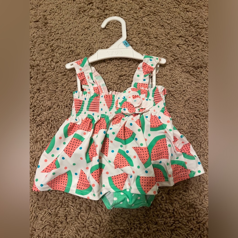 NWOT baby swimsuit with watermelons